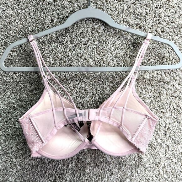 Victoria’s Secret Bra Women’s 32D Very Sexy Pink Lace Overlay Strappy Push-Up - Picture 6 of 7